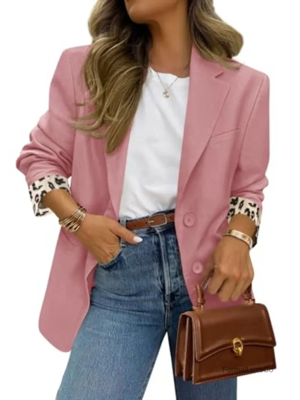 Open Front Blazer with Pockets Business Casual Jacket